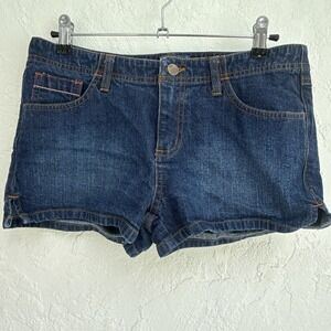 Lilu Shorts Women's Size 9 Blue Denim‎ Low Rise Shorts Pink Embroidered Stretch